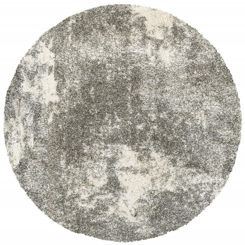 2' X 3' Gray And Ivory Distressed Abstract Scatter Rug